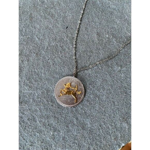 Vintage Necklace Sagittarius GF On Sterling Silver Centaur Astrology Pendant - Picture 3 of 16